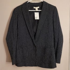 Black with Silver Pinstripes Blazer